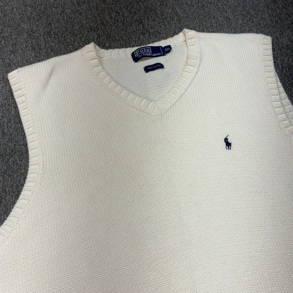 Vintage '80s Polo Ralph Lauren Beige Ivory‎ 100% Cotton Sweater Vest XXL